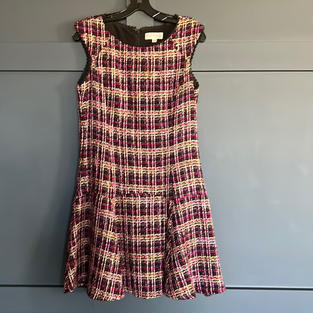 Nanette Lepore tweed purple multi tone dress